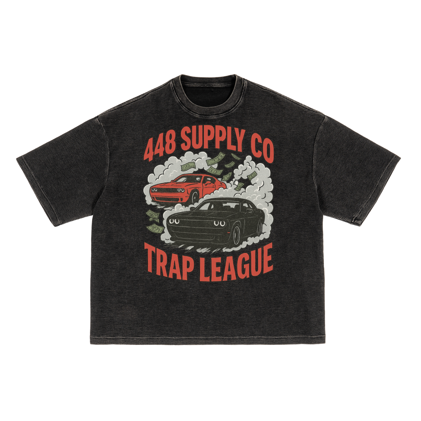 Fast Life Textured Waffle Washed Boxy T-Shirt (Trap League Collection)