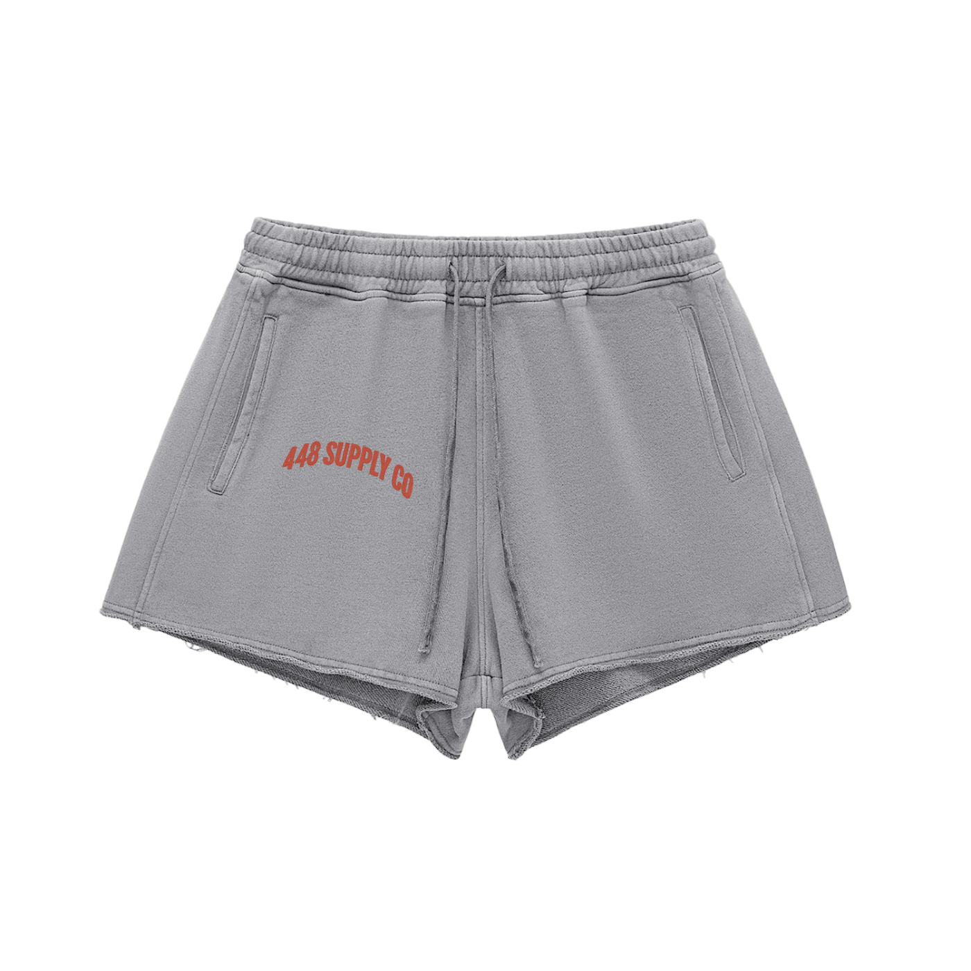 Out The Mud Snow Washed Raw Edge Drawstring Shorts