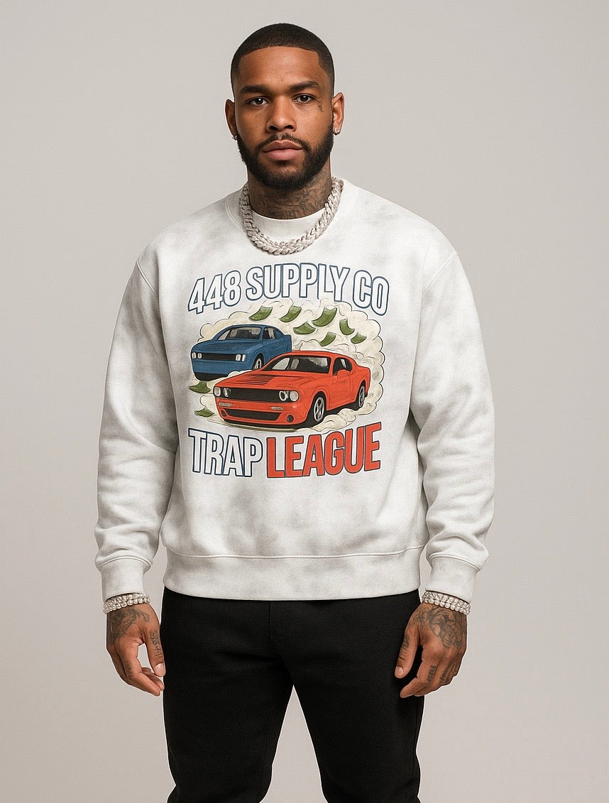 Fast Life Dirty Washed Boxy Fleeced Sweatshirt (Trap League Collection)