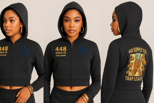 448 SC Essential Cropped Zip-Up Hoodie