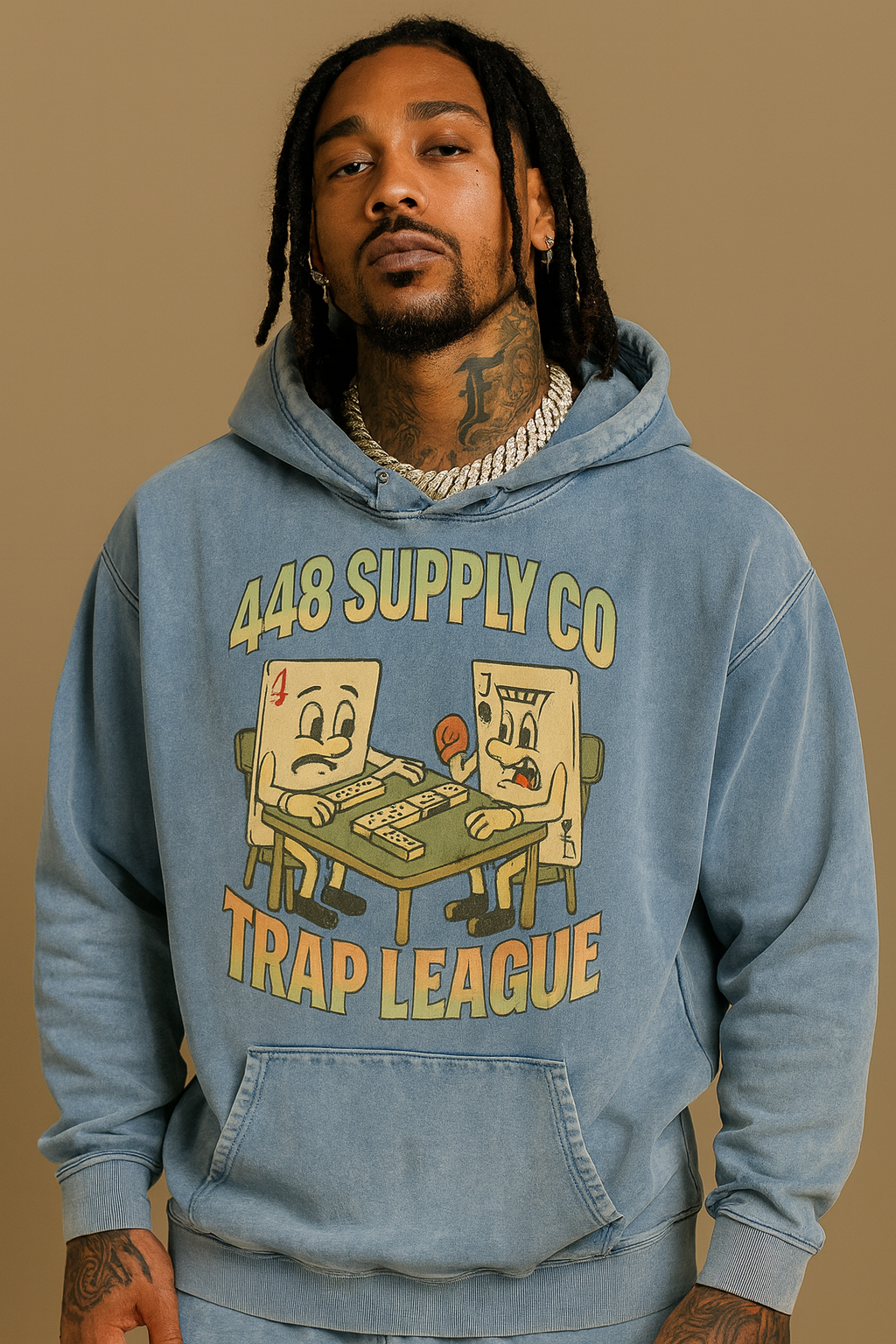 Play Your Cards Right Vintage Washed Frayed-Hem Hoodie