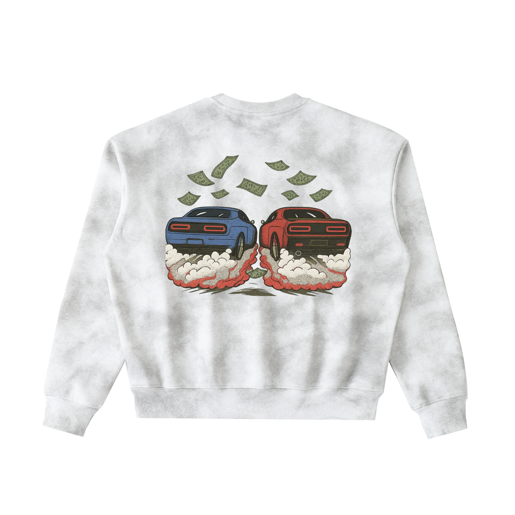 Fast Life Dirty Washed Boxy Fleeced Sweatshirt (Trap League Collection)