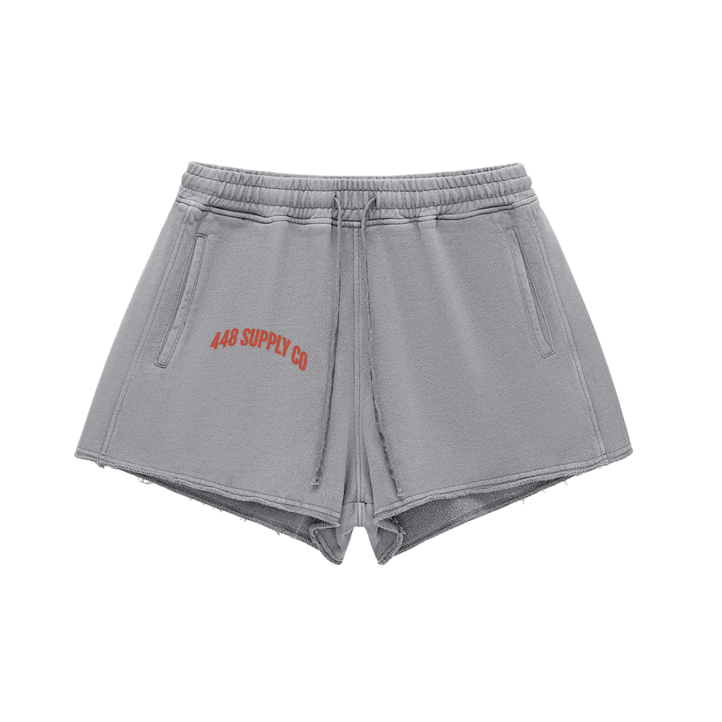 Out The Mud Snow Washed Raw Edge Drawstring Shorts